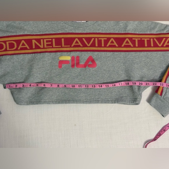 Fila Medium Gray Cropped Sweatshirt with Red Accents - Picture 3 of 6